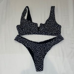 Black and white polkadot bikini